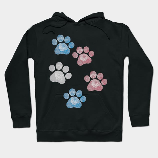 Subtle Floral Paw Prints Flag Hoodie by Gedwolcraeft